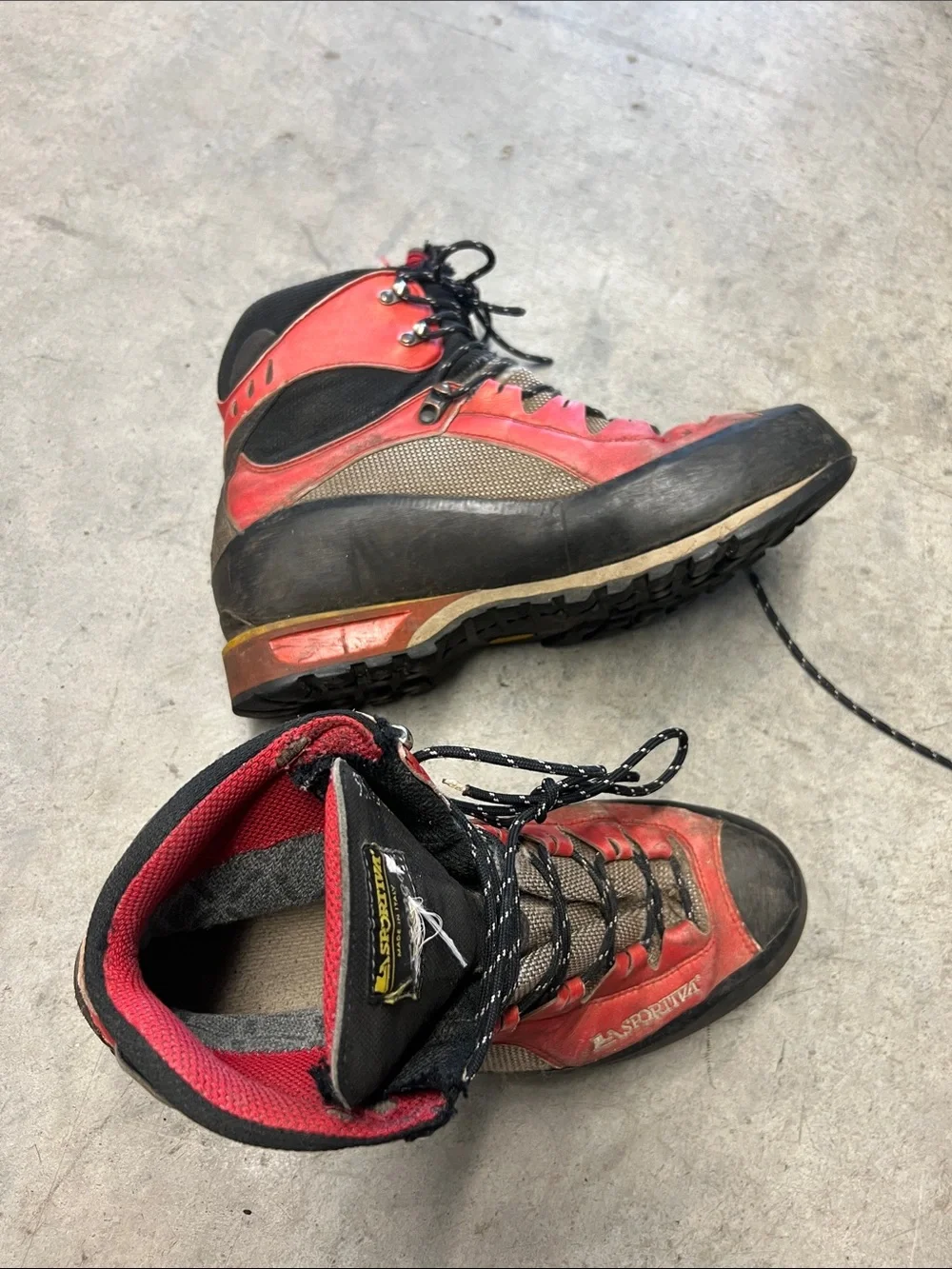 La Sportiva Red and Black Mountaineering Boots